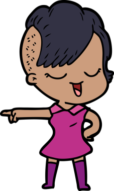 Bir insan tarafından çizilmiş mutlu çizgi film kızı.