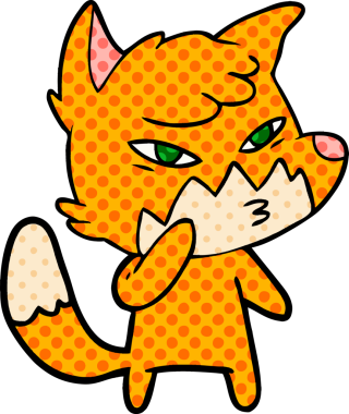 Bir insan tarafından çizilmiş akıllı çizgi film tilkisi.