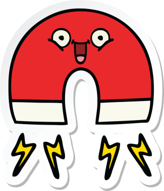 Bir insan tarafından çizilmiş şirin bir çizgi film mıknatısı etiketi.