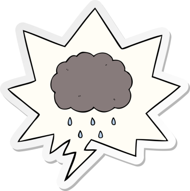 Bir insan tarafından çizilmiş balon etiketli karikatür bulutu yağıyor.