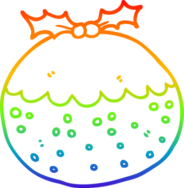 gökkuşağı gradyanı çizimi bir insan tarafından çizilmiş bir çizgi noel pudingi.