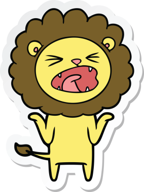 Bir insan tarafından çizilmiş karikatür aslanının çıkartması.