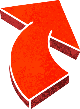 Bir insan tarafından çizilmiş retro illüstrasyon tarzı tuhaf çizgi film oku