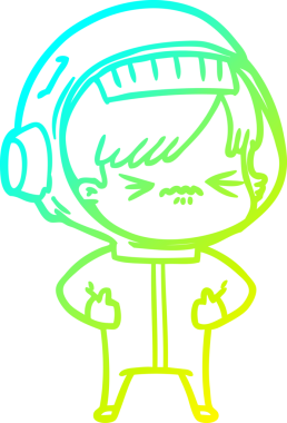 Bir insan tarafından çizilmiş soğuk gradyan çizgili astronot kadın çizimi.