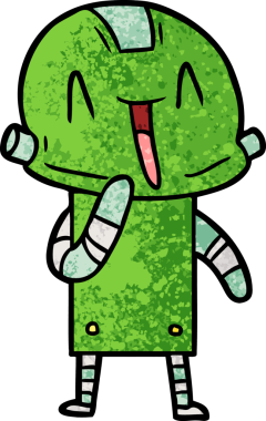 Bir insan tarafından çizilmiş çizgi film robotu