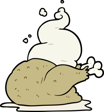 Bir insan tarafından çizilmiş pişmiş tavuk çizgi filmi.