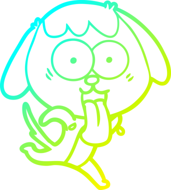 Bir insan tarafından çizilmiş şirin bir çizgi köpeğin soğuk gradyan çizgisi.