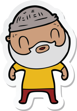 Bir insan tarafından çizilmiş sakallı bir adamın çıkartması.