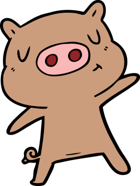 Bir insan tarafından çizilmiş çizgi film içerikli domuz.