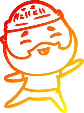 Bir insan tarafından çizilmiş mutlu sakallı bir adamın çizgi çizimi.