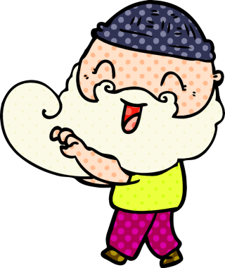 Bir insan tarafından çizilen mutlu sakallı adam