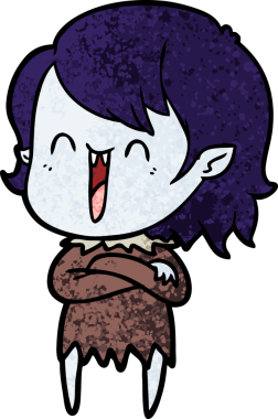 Bir insan tarafından çizilmiş mutlu vampir kız çizgi filmi.