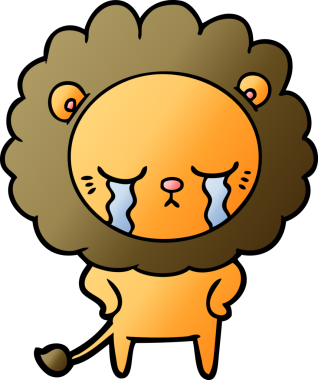 Bir insan tarafından çizilmiş ağlayan çizgi film aslanı.