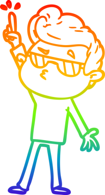 Gökkuşağı gradyan çizimi. Bir insan tarafından çizilmiş havalı bir adamın çizimi.