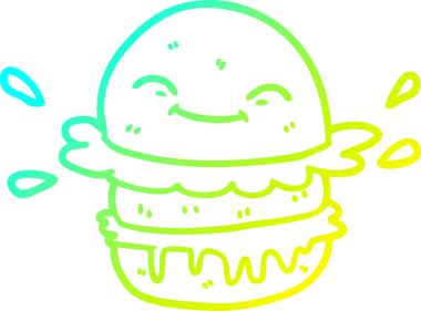 Bir insan tarafından çizilmiş soğuk gradyan çizgi çizgi film fast food burgeri.