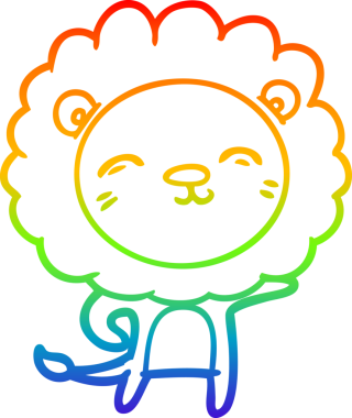 gökkuşağı gradyan çizgi çizimi bir insan tarafından çizilmiş bir aslan