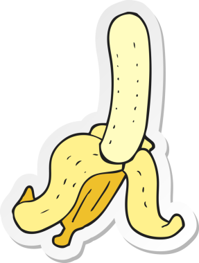 Bir insan tarafından çizilmiş bir muzun çıkartması.