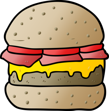 Bir insan tarafından çizilmiş istiflenmiş hamburger.