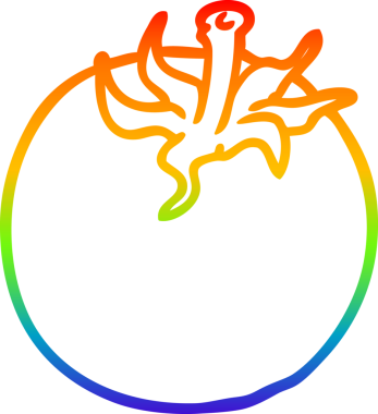 Bir insan tarafından çizilmiş taze bir domatesin çizimi.