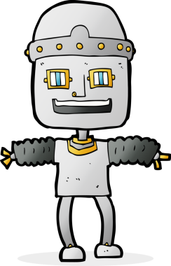 Bir insan tarafından çizilmiş çizgi film robotu