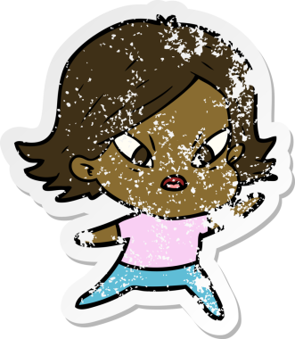 Bir insan tarafından çizilmiş stresli bir karikatür çıkartması.