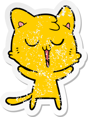 Bir insan tarafından çizilmiş çizgi film kedisinin sıkıntılı çıkartması.