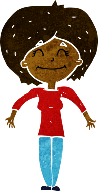 Bir insan tarafından çizilmiş omuz silken çizgi filmdeki kadın.