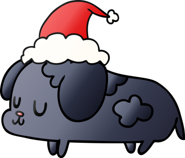 Bir insan tarafından çizilmiş Kawaii köpeğinin el çizimi gradyan çizgi filmi.