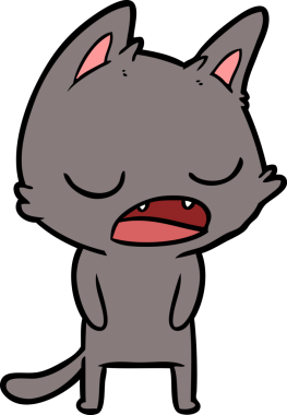 Bir insan tarafından çizilmiş konuşan kedi çizgi filmi.