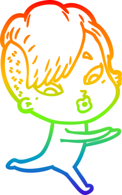 gökkuşağı gradyanı çizimi bir çizgi film kızı şaşırttı bir insan tarafından çizildi