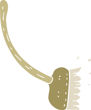 Bir insan tarafından çizilen süpürme fırçasının düz renk çizimi