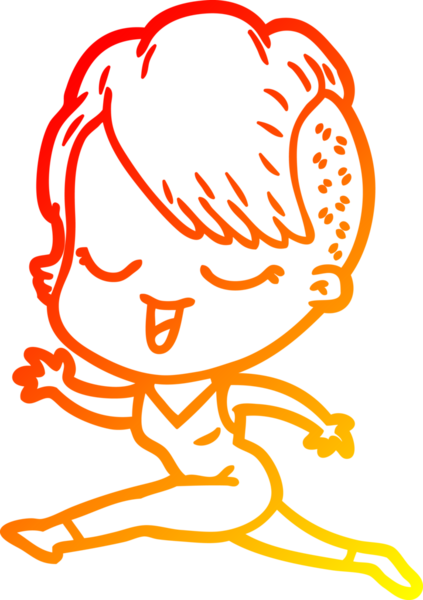 Bir insan tarafından çizilmiş mutlu bir çizgi film kızı çizimi