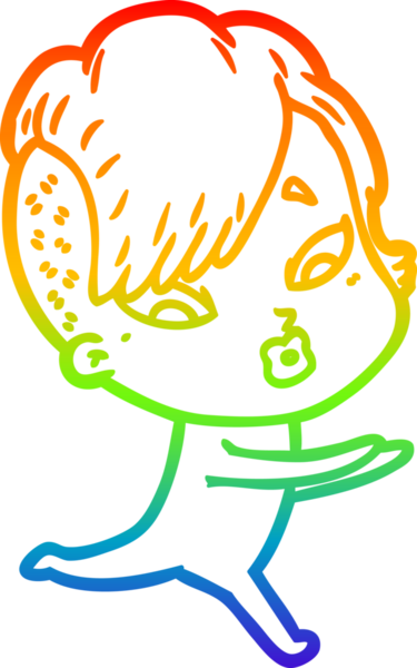 gökkuşağı gradyanı çizimi bir çizgi film kızı şaşırttı bir insan tarafından çizildi