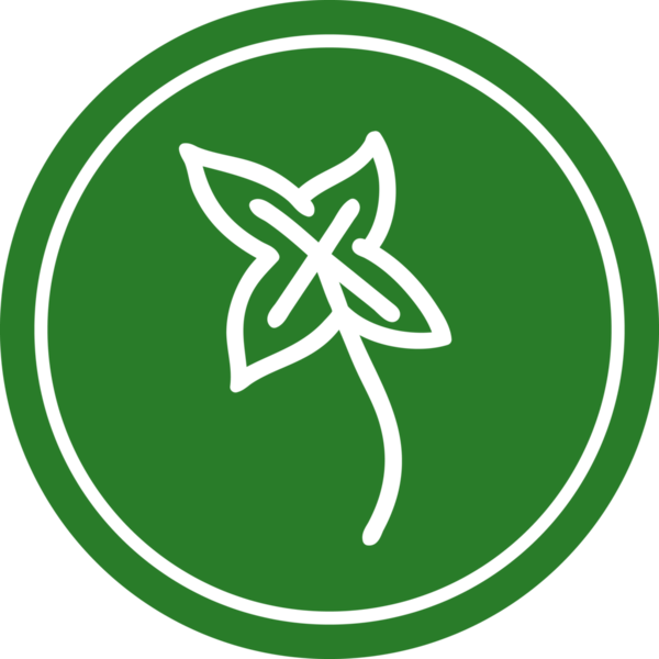 Bir insan tarafından çizilmiş doğal yaprak dairesel simgesi