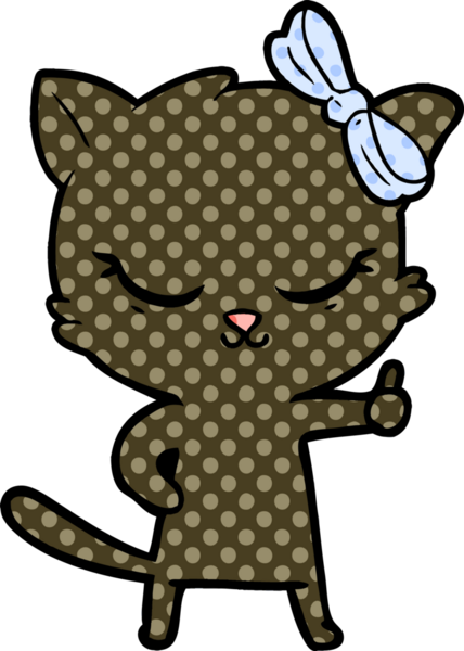 Bir insan tarafından çizilmiş sevimli çizgi film kedisi.