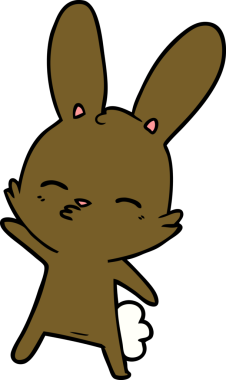 Bir insan tarafından çizilmiş meraklı tavşan çizgi filmi.