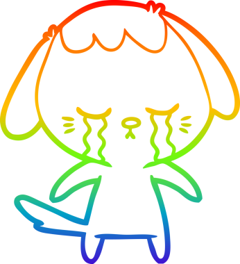 gökkuşağı gradyan çizgi çizimi bir insan tarafından çizilmiş ağlayan bir köpek