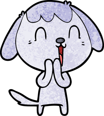 Bir insan tarafından çizilmiş şirin bir çizgi film köpeği.