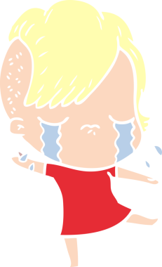 Bir insan tarafından çizilmiş düz renkli karikatür.