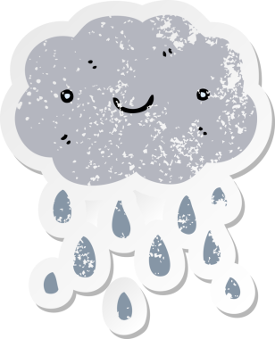 Bir insan tarafından çizilmiş şirin bir karikatür bulutunun sıkıntılı çıkartması.