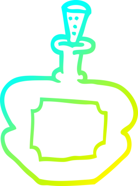 Bir insan tarafından çizilmiş karikatür parfüm şişesinin soğuk gradyan çizgisi.