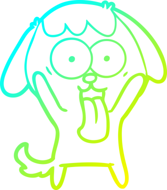 Bir insan tarafından çizilmiş şirin bir çizgi köpeğin soğuk gradyan çizgisi.