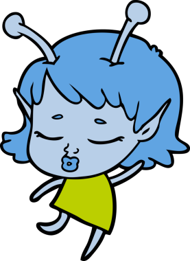 Bir insan tarafından çizilmiş sevimli uzaylı kız çizgi filmi.