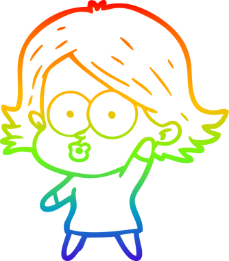 Gökkuşağı gradyan çizimi Bir insan tarafından çizilen çizgi film kızı