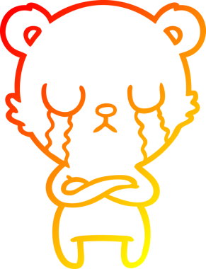 Bir insan tarafından çizilen ağlayan çizgi film ayısının sıcak çizgi çizgisi.