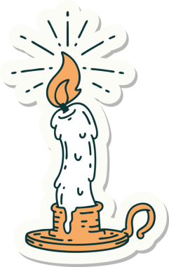 Bir insan tarafından çizilmiş dövme stili ürkünç erime mumu çıkartması.