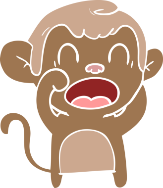 Bir insan tarafından çizilmiş düz renkli çizgi film maymunu