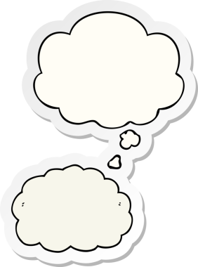 Düşünce baloncuklu karikatür bulutu insan tarafından çizilmiş bir çıkartma.