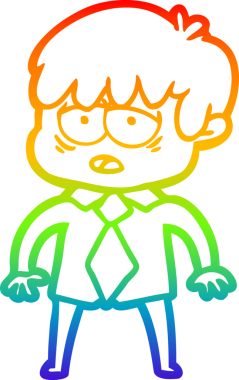 gökkuşağı gradyan çizgi çizimi bir insan tarafından çizilmiş bitkin bir çocuk