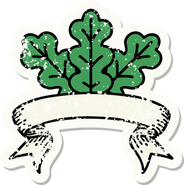 Bir insan tarafından çizilmiş yaprak sancağı olan eski bir etiket